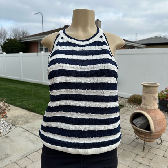 White House Black Market Striped Sweater Halter top size L - Picture 4 of 8